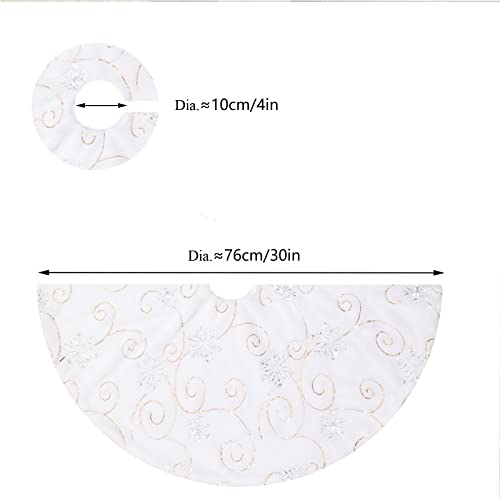 White Plush Christmas Tree Skirt 30 Inches With Stocking Snow White Fur Christmas Tree Skirt Mat With Gold Sequin Snowflake Xmas Tree Skirt Base Cover For Christmas New Year Decorations #TOP2