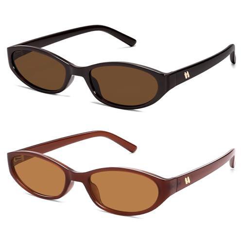 Image of Retro Oval Sunglasses Womens Mens Y2k Trendy Cateye Shades AR82299 | Narrow Round Cute Sunnies,90s 2000s Cool Skinny Frame