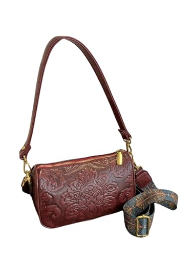 QWINEE Women's Western Purse Floral Shoulder Bag Zipper Leather Crossbody Bag Vintage Hobo Square Purse