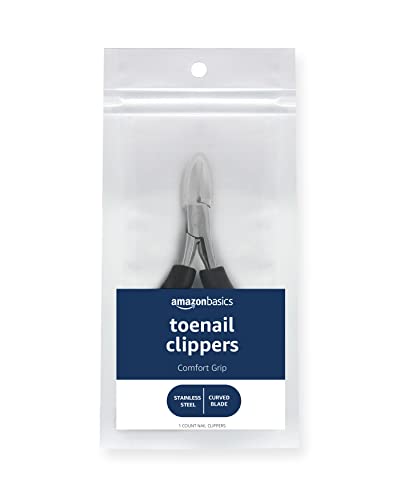 Amazon Basics Toenail Clippers for Thick Nails with Comfort Grip, Easy to Use Nail Care Tool, Black
