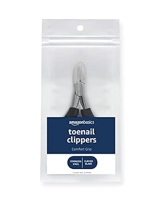 Amazon Basics Toenail Clippers for Thick Nails with Comfort Grip, Easy to Use Nail Care Tool, Black