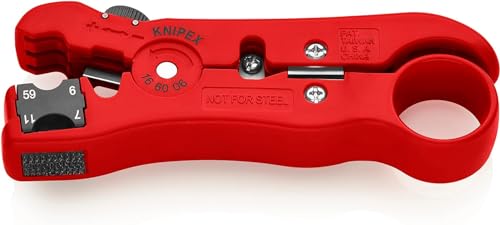 KNIPEX Wire Stripping Tool for Coax and Data Cable, 125 mm, Rg 59, Rg 6, Rg 7, Rg 11, Integrated Blade, Wire Stripper, 16 60 06 SB