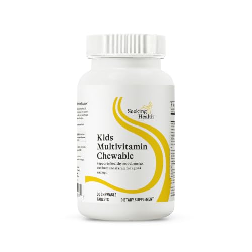 Seeking Health Kids Multivitamin Chewable Formulated for Childrens Health with L-5-MTHF L-Methylfolate B12 Riboflavin Vitamin A Vegetarian (60 Chewable Tablets)*