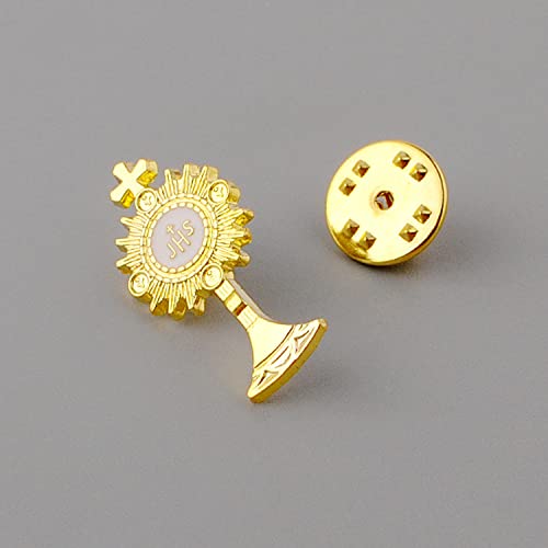 6 Sets of Gold Tone First Communion Lapel Pin Gifts Catholic IHS breastpin for Girl Boy Eucharistic Minister2