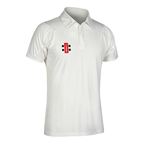 Image of Gray-Nicolls Velocity Short Sleeve Cricket Shirt - Senior - White - Small