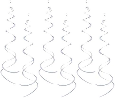 AimtoHome Party Swirl Decorations, White Foil Ceiling Hanging Swirl Decoration, Whirls Decorations for Birthday | Wedding | Anniversary | Graduation Party Supplies, Pack of 30