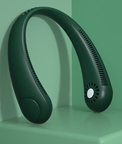 Fans - MÍNÍs Neck Fan Portable Cooling Rechárgéable Fan USB Leafless 360 Degree Neckband Fan 62 Surround Air Outlets MÍNÍs Fan (green)