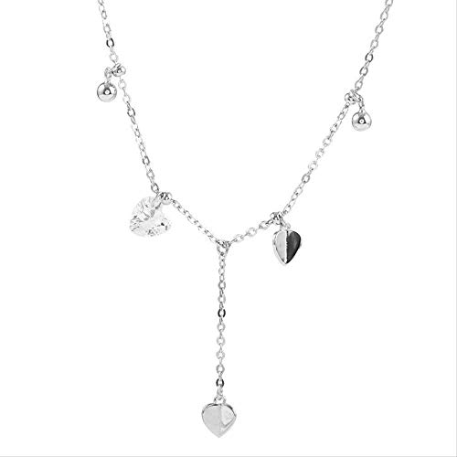 Preisvergleich Produktbild CKAWM Halskette Silber Liebeskette Einfache Baby Girl Kragen Kette Kette