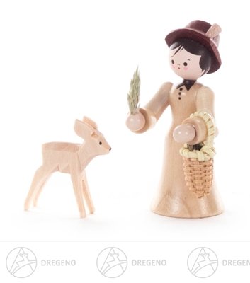 Cerf miniature en bois non peint pour créer un paysage de Noël forestier