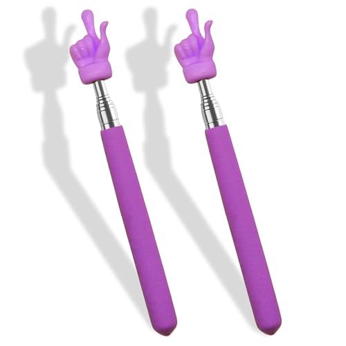 HungGato 2 Pcs Telescopic Teacher Pointer Stick, Retractable Finger Pointer for Classroom Teaching, Extendable Pointer for Kindergarten and Elementary Teachers, Classroom Supplies (Purple)