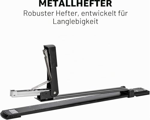 Deli Langarmhefter, langer tacker für Broschüren und Buchbindung, 25 Blatt, Schwarz