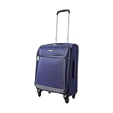 Amazon Basics - Maleta blanda con ruedas giratorias, 54 cm, para equipaje de mano, Azul marino