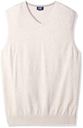 Cutter & Buck Men's Cotton-Rich Lakemont Anti-Pilling V-Neck Sweater Vest, Oatmeal Heather, 1X Big