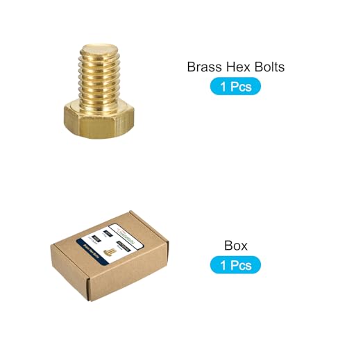 Image of METALLIXITY Hex Head Screw Bolt (1 /2-13x3 /4) 1Pcs, Brass Fully Threaded Solid Brass Hex Bolts Machine Screws - for Machinery Repair