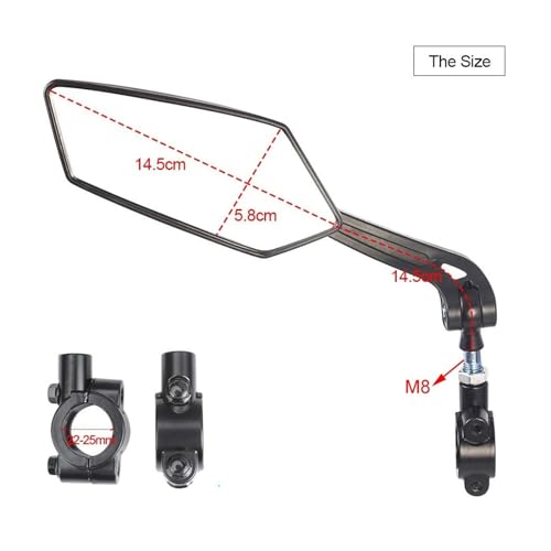 Espejo retrovisor de bicicleta para manillar de 22 a 25 mm ajustable 7
