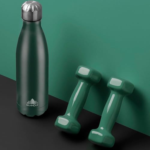 Image of Mont-Clair Stainless Steel Water Bottle, Vacuum insulated - BPA Free, 12h Hot & 24h Cold Drinks, Metal Water Bottle 34 oz Leakproof, Ideal for Adult, Kids, Running - Dark Green