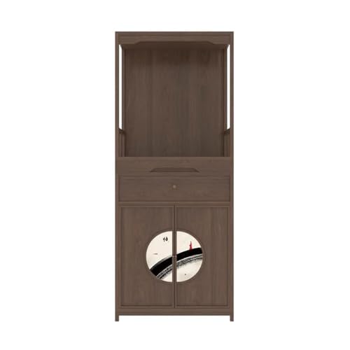 YXIANG56Q tuesShrine 祭壇 ヴィンテージ 禅 中国風 お香 供え物 テーブル ホーム 木製 仏 神棚 (ブラウン)