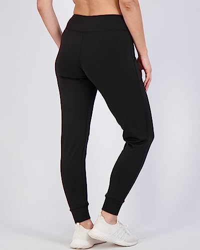 Real Essentials 3 Pack: Women's Joggers with Pockets - High Waist Workout Yoga Tapered Athletic Leggings (Available in Plus)