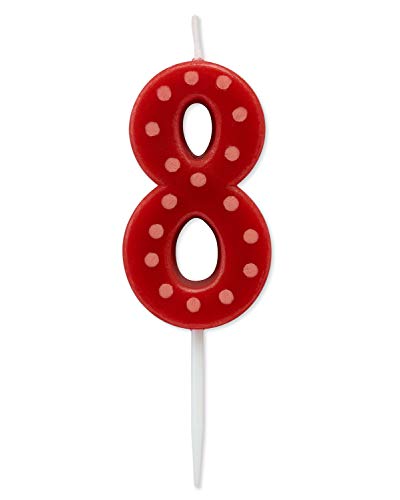Image of Papyrus Number 8 Birthday Candle, Red Polka Dots (1-Count)