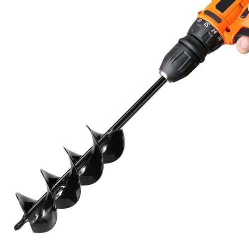 VEVOR Auger Drill Bit for Planting, Ø3.15 × 16.1 Spiral Drill Bit, for 3/8'' Hex Drive Drills, Heavy Duty Bulb Planter Tool, Hole Drilling Attachments for Garden Post Hole Digger Fence Digging