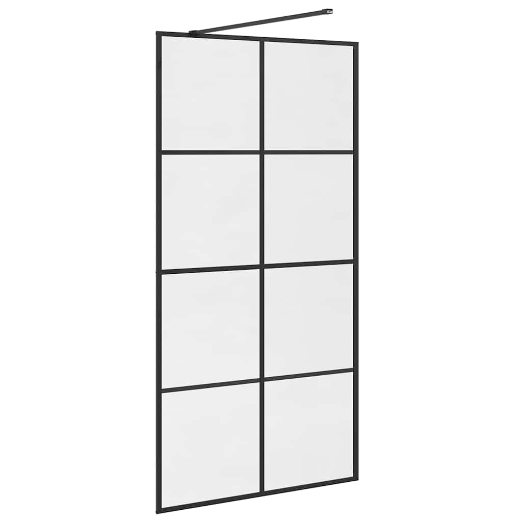 Parete doccia per doccia a pavimento con vetro ESG trasparente, 100 x 195 cm, telaio in alluminio, profilo regolabile e vetro di sicurezza da 5 mm, parete laterale paraspruzzi per bagno e