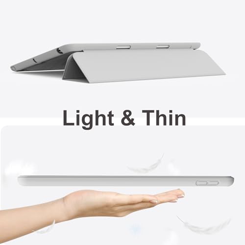 Image of Case for iPad 9th Generation 2021 / iPad 8th Gen 2020 /iPad Cover 7th Generation 2019, Silicone Case with Pencil Holder for iPad 9 /8 /7 10.2 inch, Auto Sleep /Wake, Grey