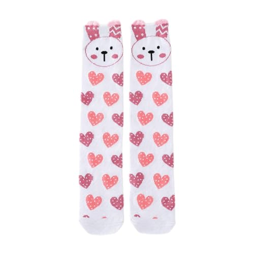 Kids Girls Knee High Socks with Whimsical Animal Designs, Rabbit
