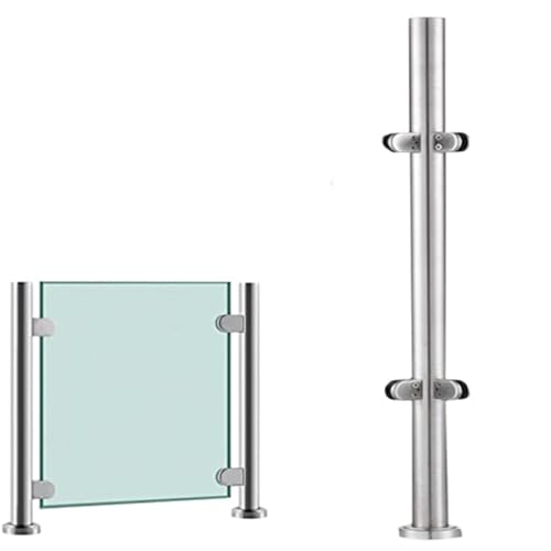 24 28 32 36 40 44 48 in Height Glass Stair Railing Handrail, Glass Balustrade Post for Balcony Barriers, Stainless Steel Railing Fence Pole Handrail Fencing(A-Corner,Height 24in/60cm)