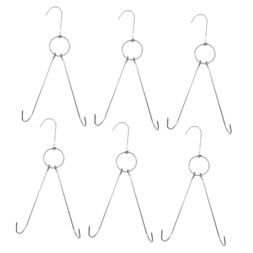 Ciieeo 6 pezzi Ganci Macellaio in Acciaio Inossidabile Ganci Doppi per Appendere Carne per Macelleria Bbq Essiccazione e Affumicatura Facili da Usare per Cucinare e Processare Carne