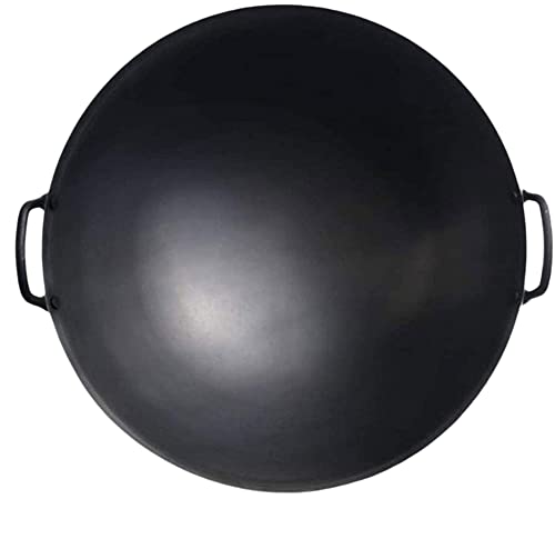 TIECHUINIUB Cast Iron Wok for Stir Frys and Sautees, Heavy Duty Non-Stick Iron Chinese Wok or Stir Fry Skillet, Cookware Oven/Broiler/Kitchen Deep Fryer, Restaurant Chef Quality-Pot diameter:53 cm