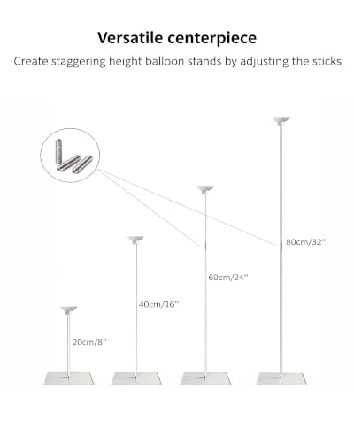 Image of Lightsfever 6 Pack Reusable Acrylic Clear Balloon Stands for Centerpieces | Durable clear balloon stand with sticks and base, perfect table centerpieces for wedding, birthday, baby shower and parties