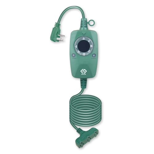 OSKOS Outdoor 24-Hour Light Timer Water Resistant Photocell Dusk to Dawn Light Sensor 2/4/6/8 Countdown Timer 15FT Cords Three Grounded Outlets for Home Christmas Lights Garden.13A UL Listed.