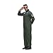 EraSpooky Men Flight Suit Pilot Costume Cosplay Jumpuit for Halloween Party Green