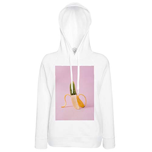 Sweat à capuche banane cactus blanc au design graphique et finitions soignées
