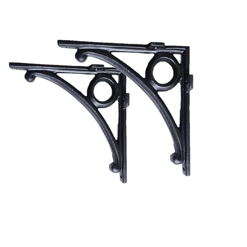Image of Metal Handcrafted Shelf Bracket for Floating Shelves L Angle Decorative L Shaped Corner Brace Joint Heavy Duty Wall Mounted Shelf Supporter Corner Brace Holder (Black, Pack of 2)