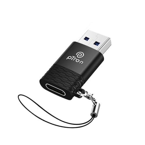 Image of pTron Nexo USB Type C Female to USB 3.0 Male OTG Adapter, 5 Gbps High Speed Data Transfer, Compatible with Laptops /Tablets /Smartphones /Chargers, Sleek & Compact Design & Metal Alloy Build (Obsidian)