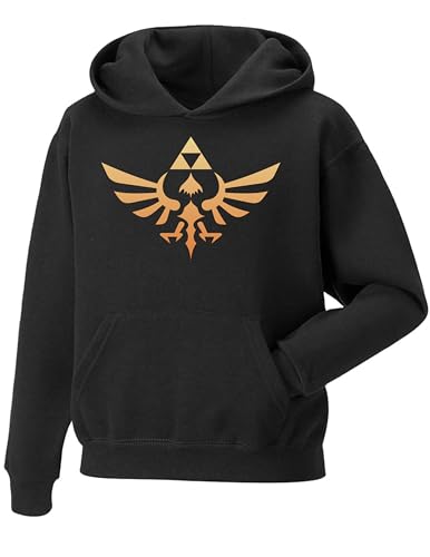 Daily Apparel Inspired Crest of Hyrule Kids Unisex Top hoody Gaming hoodies| Cool Video Game Fan Premium Quality Unisex Pullover Jumper TV Shows for UK Men/Women for Fans, Birthday Christmas Black