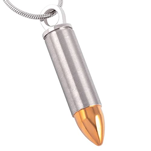 Collier urne crémation en acier inoxydable bicolore argent et or pour cendres