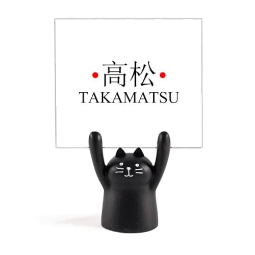 Figurine de collection chat noir Takamatsu support mémo finitions soignées