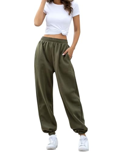 HeSaYep Women's High Waisted Sweatpants Workout Active Joggers Pants Baggy Lounge Bottoms