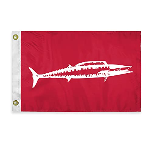 AGAS Wahoo Novelty Boat Flag - 12 x 18 inch - Double Sided Printed 200D Nylon - Solid Brass Eyelets Canvas Heading - Vivid Colors Fade Proof - Wahoo Funny Boat Nautical Flag