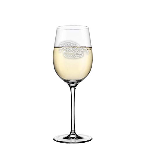 Deitert Leonardo Weißweingläser Ciao+ mit Gravur 370 ml – Weißweinglas mit gezogenem Stiel und Narrenkappe, Teqton Qualität