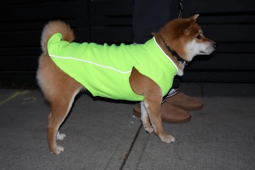 Image of JACKO & CO - Fleece Vest Dog Sweater with Leash Ring - Soft, Warm & Lightweight Pullover Coat for Small & Medium Dogs, Puppies & Cats - Cozy Fall /Winter /Spring Pet Jacket (Neon Green, XXL 25-35lbs)