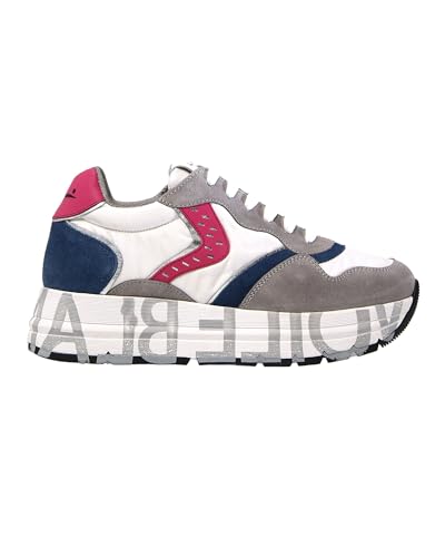 Baskets en cuir femme Club106 Voile Blanche chaussures de sport chic en tissu gris et blanc