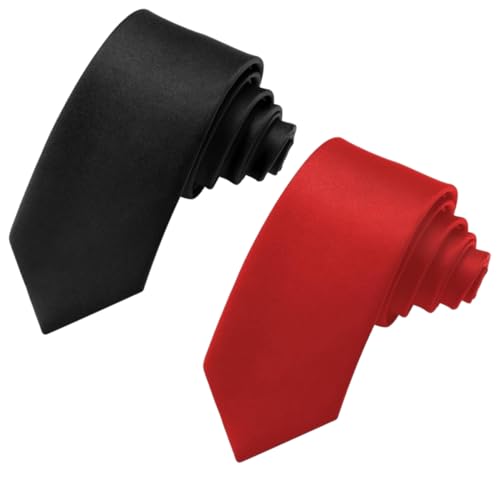Image of Men's Satin Slim Necktie for Formal Wear | Premium Solid Tie for Office, Wedding, Business Meetings, Party & Interview | Stylish Silk Feel Combo Neck Tie for Men