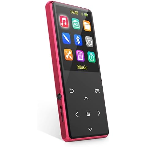 Safuciiv 32GB MP3 Player, Portable Digital Lossless Music Player Built-in HD Speaker, FM Radio Recording, One Button Recording, 2.4 in Screen Red Cover