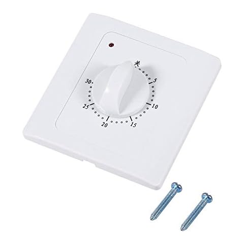 30 Minute in-Wall Timer, AC 220V 10A Time Countdown Timer Switch, Rotary Wall Switch Timer with Led Indicator, Ideal for Lights/Exhaust Fans/Heaters/Pumps, Electrical Supplies, White Cover