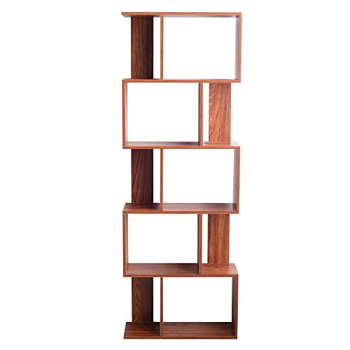 Rebecca Mobili Estantería De Madera MDF, Librería Moderna, 5 Estantes, Marrón Nogal, Libros Documentos Smartworking Office - Medidas: 169 x 60 x 24 cm (AxANxFON) - Art. RE6401