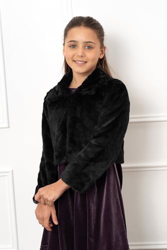 BOLEROSE Girls Cozy Faux Fur Childrens Kids Collared Bolero Shrug Jacket Coat4