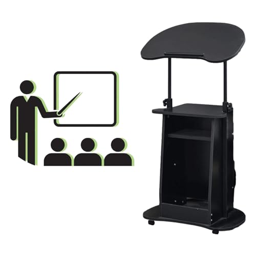 Podio con tablero inclinable y altura ajustable de 85-115 cm con ruedas para conferencias